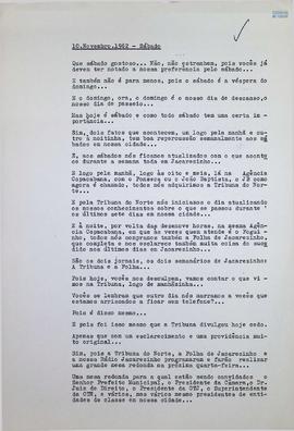 Crônica | 10 de novembro de 1962
