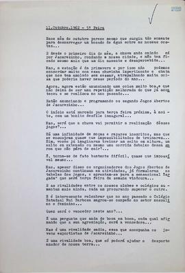 Crônica | 11 de outubro de 1962